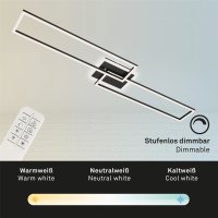 B-Kartonage Deckenleuchte Briloner Frame LED 40W 110CM CCT Backlight Mittellicht Fernbedienung Dimmbar Schwarz