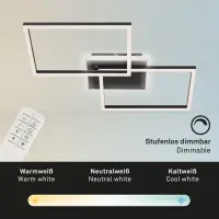 Deckenleuchte Briloner Frame LED mit Fernbedienung Deckenlampe schwarz Lichtfarbe verstellbar