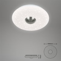 Deckenleuchte Briloner Nalu LED 12W Ø 29CM Deckenlampe Sternenhimmel 4000K Rund Matt-Nickel Weiß