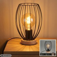 Tischleuchte Waktu, Schwarz / Holz, 25 Watt (exkl.),...