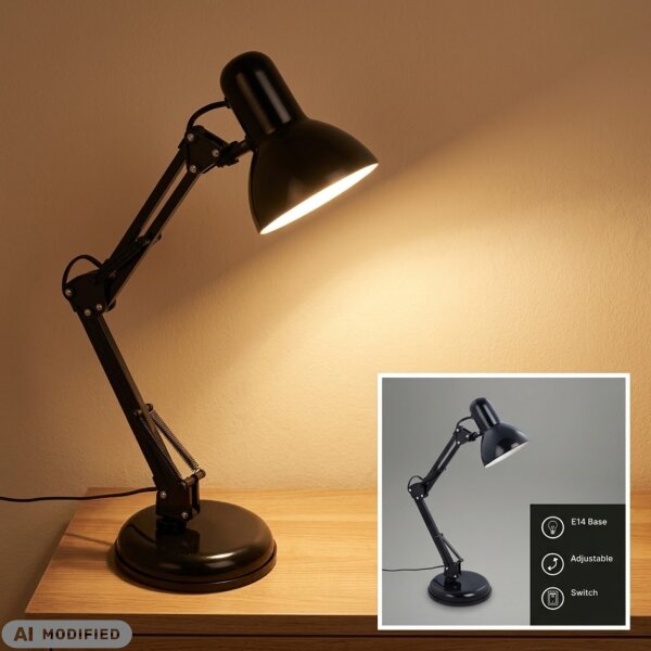 Tischleuchte Pixa, Schwarz, 25 Watt (exkl.), 22,4 x 54,6 cm – Briloner