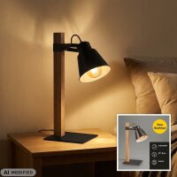Tischlampe, Braun, 25 Watt, E27-Fassung, Holz, 20 x 46,6...