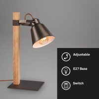 Tischleuchte Briloner Holz Braun E27 Tischlampe Metall
