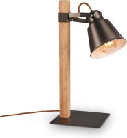 Tischleuchte Briloner Holz Braun E27 Tischlampe Metall