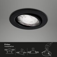 LED Einbauleuchten, Schwarz, Bohrloch 6,8 cm, 3x5W, dimmbar, schwenkbar, IP23 – Briloner