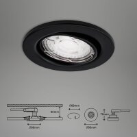 LED Einbauleuchten, Schwarz, Bohrloch 6,8 cm, 3x5W, dimmbar, schwenkbar, IP23 – Briloner