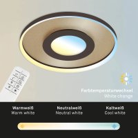 Briloner Deckenleuchte LED 25W Deckenlampe CCT Dimmbar Fernbedienung Gold-Braun