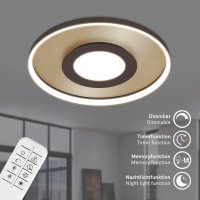 Briloner Deckenleuchte LED 25W Deckenlampe CCT Dimmbar Fernbedienung Gold-Braun