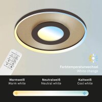 LED Deckenlampe Deckenleuchte mit CCT-Steuerung, Gold-Braun, 25 Watt, 3000lm – Briloner