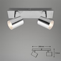 2-flammiger Deckenspot Banyo, Chrom, 2x5W, GU10-Fassung, IP44, 29 x 11,2 cm – Briloner
