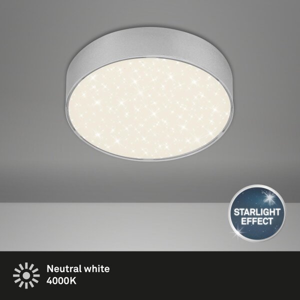 LED Deckenleuchte, Silber, 11 Watt, Sternenhimmel-Effekt, Ø 15,7 cm – Briloner