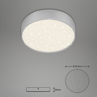 LED Deckenleuchte, Silber, 11 Watt, Neutralweiß, Sternenhimmel-Effekt, Ø 15,7 cm – Briloner