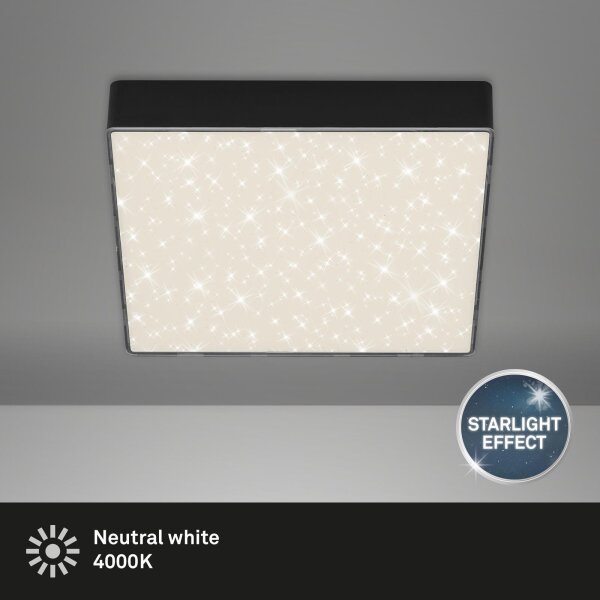 LED Deckenleuchte Sternenhimmel, Schwarz, 16 Watt, Sternenhimmel-Effekt – Briloner
