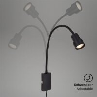 LED Wandleuchte Bettleuchte, Schwarz, 5 Watt, 6 x 69 cm – Briloner