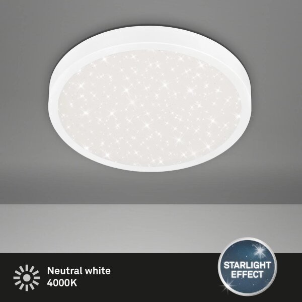 LED Deckenleuchte Sternenhimmel, Weiß, 24 Watt, 4000K, Sternenhimmel-Effekt, Ø 38 cm – Briloner
