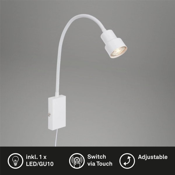 Bettleuchte Briloner LED Wandlampe Flexarm Weiß mit Touch