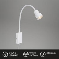 LED Wandleuchte Bettleuchte, Weiß, 5 Watt, 3000K, 2,6 x 6 x 69 cm – Briloner
