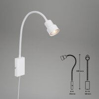 LED Wandleuchte Bettleuchte, Weiß, 5 Watt, 3000K, 2,6 x 6 x 69 cm – Briloner