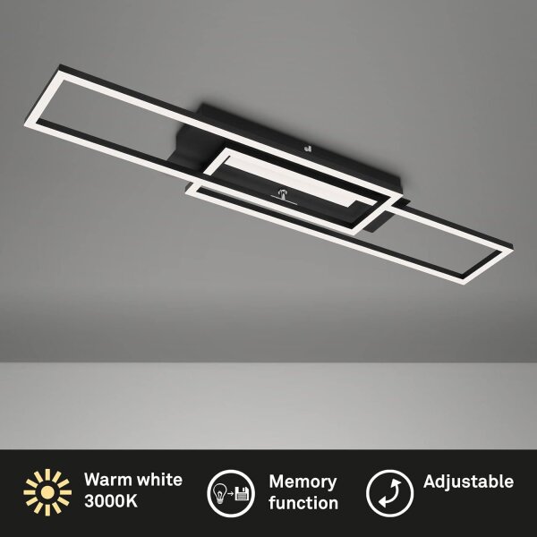 Deckenleuchte Briloner Frame 40 Watt LED Deckenlampe Schwarz Mittellicht über Wandschalter schaltbar