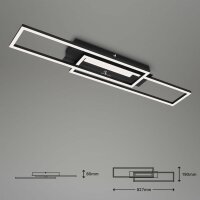 Deckenleuchte Briloner Frame 40 Watt LED Deckenlampe Schwarz Mittellicht über Wandschalter schaltbar