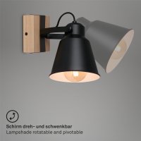 Strahler Briloner Wandleuchte Holz / Schwarz E27 Spot