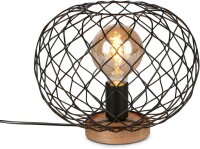 Tischleuchte Briloner Drahtgeflecht Holz E27 Schwarz...