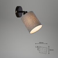 Wandlampe Spot Wandleuchte mit Sternendekor, Grau, Schwarz, 25 Watt, E27-Fassung – Briloner