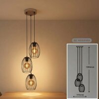 3-flammige Pendelleuchte Waktu, Schwarz / Holz, 3 x E27...