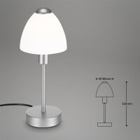 Tischleuchte Tischlampe, Silber, 25 Watt, E14-Fassung, Glas, Ø 10 cm – Briloner