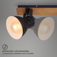 Deckenleuchte Briloner 3xE27 74CM Deckenlampe Holz Strahler Schwenkbar Spot Metall Schwarz