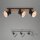 3-flammiger Deckenstrahler Tempa, Schwarz / Holz, 3x60W, E27-Fassung, schwenkbar – Briloner