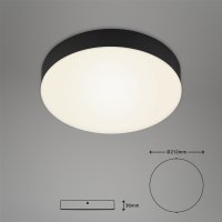 Deckenleuchte Briloner LED 16W Ø 21,2CM Deckenlampe Rahmenlos Rund 3000K Schwarz