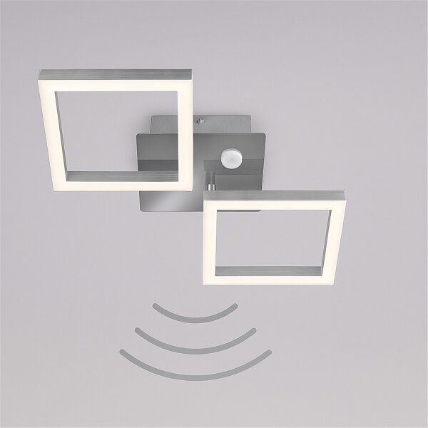 LED Deckenlampe Frame, Chrom / Alu, 12 Watt, 3000K, schwenkbar, 47 x 22,6 x 7,4 cm – Telefunken
