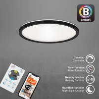 Deckenleuchte Briloner LED Panel rund schwarz 29,3 cm Farbsteuerung Fernbedienung dimmbar smarte Deckenlampe