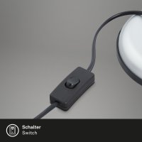 Briloner Tischleuchte E14-Fassung Tischlampe Schwenkbar Kabelschalter Schreibtischlampe Silber