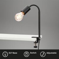 Klemmleuchte mit E27-Fassung, Schwarz, 10 Watt, E27-Fassung, 32,5 x 4,2 x 4,2 cm – Briloner