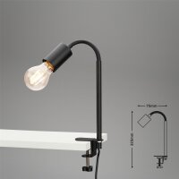 Klemmleuchte mit E27-Fassung, Schwarz, 10 Watt (exkl.), 32,5 x 4,2 x 4,2 cm – Briloner