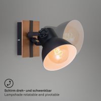 Wandleuchte Briloner E27-Fassung 21CM Wandlampe Holz Strahler Schwenkbar Spot Schwarz