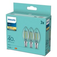 Leuchtmittel Philips 3 St&uuml;ck LED 4,3W Kerze E14 warmwei&szlig; 470lm