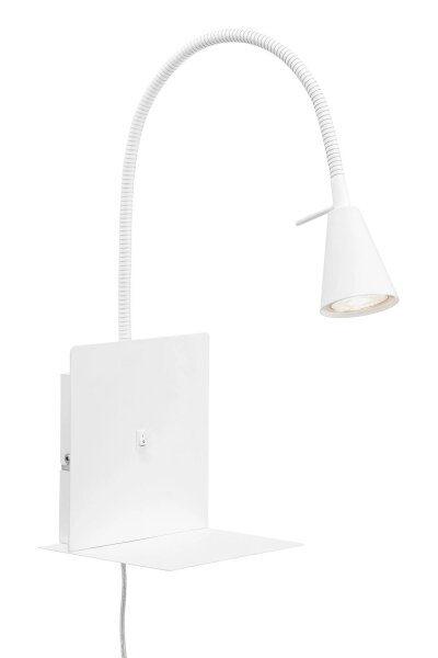 Briloner Wandleuchte LED 5W GU10 Spot Wandlampe Flexarm Ablage Schalter Weiß