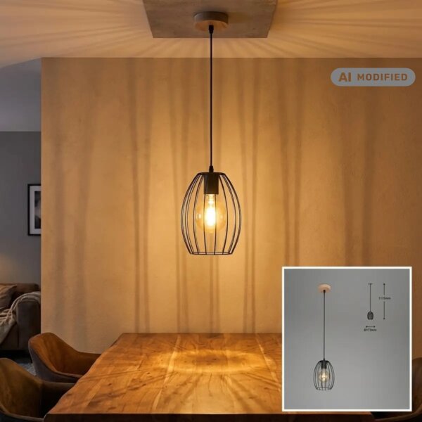 Pendelleuchte Waktu, Schwarz / Holz, E27 max. 60W, Ø 17,5 cm – Briloner