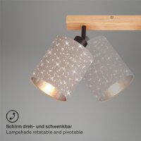 2-flammiger Deckenspot Stofa, Holz / Taupe, 2x40W, E27-Fassung, Textil – Briloner