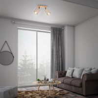 2-flammiger Deckenspot Stofa, Holz / Taupe, 2x40W, E27-Fassung, Textil – Briloner