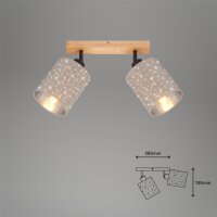 2-flammiger Deckenstrahler Stofa, Holz / Taupe, 2x40W (exkl.), Sternenhimmel-Effekt – Briloner