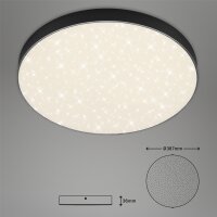 LED Deckenleuchte Flame Star, Schwarz, 24,5 Watt, 4000K, Sternenhimmel-Effekt – Briloner
