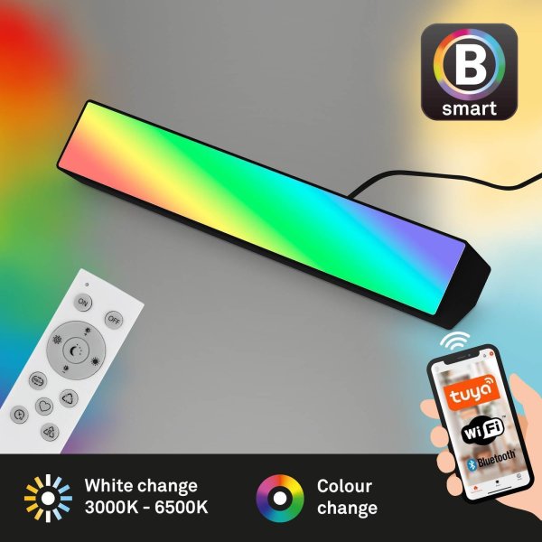 B-Kartonage Briloner Wallwasher LED Tischleuchte 9W Smart Home WIFI CCT-Steuerung Dimmbar RGB Fernbedienung Schwarz