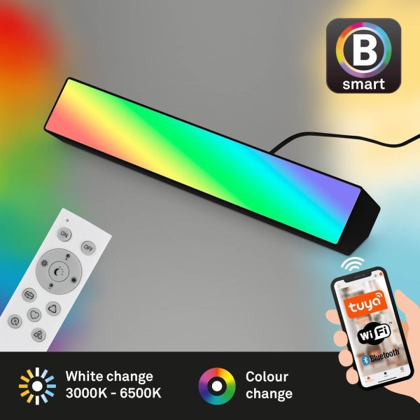 Briloner Wallwasher LED Tischleuchte 9W Smart Home WIFI CCT-Steuerung Dimmbar RGB Fernbedienung Schwarz