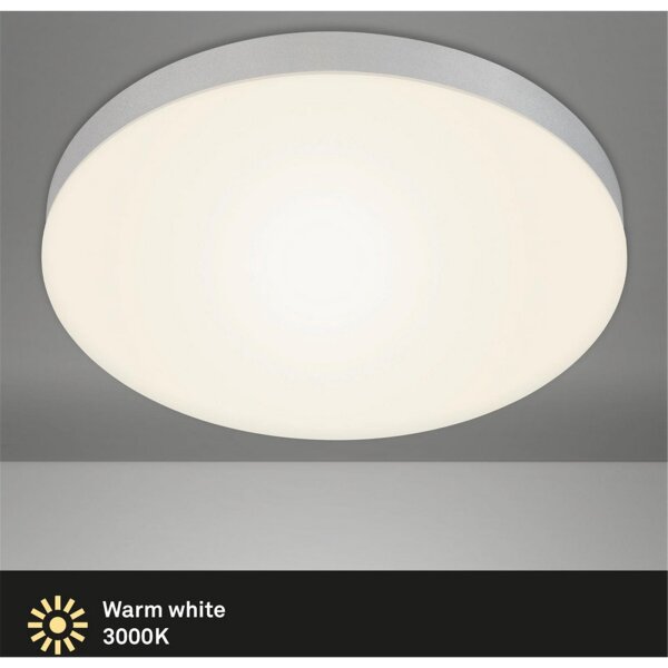 LED Deckenleuchte Rahmenlos, Silber, 24,5 Watt, 3000K, Ø 38,7 cm – Briloner