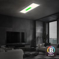 Deckenleuchte Briloner Centro S LED 28W 100CM Deckenlampe SmartHome Dimmbar CCT Fernbedienung RGB Centerlight Silber