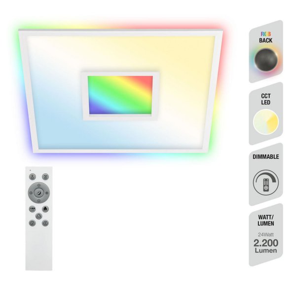 B-Kartonage Deckenleuchte Telefunken LED 36W Panel Dimmbar CCT Mittellicht RGB Backlight Fernbedienung Deckenlampe Eckig Weiß